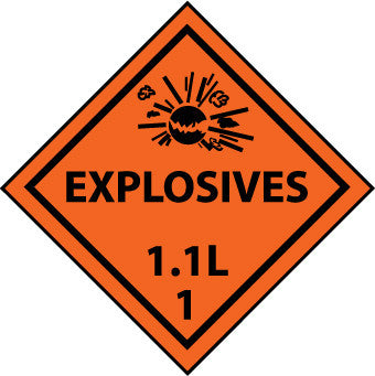 NMC DL89R-PLACARD, EXPLOSIVES 1.1L 1, 10 3/4X10 3/4, RIGID PLASTIC (1 EACH)
