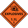 NMC DL89R-PLACARD, EXPLOSIVES 1.1L 1, 10 3/4X10 3/4, RIGID PLASTIC (1 EACH)