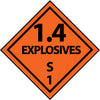 NMC DL94R-PLACARD, 1.4 EXPLOSIVES S 1, 10 3/4X10 3/4, RIGID PLASTIC (1 EACH)