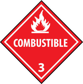 NMC DL9P-PLACARD, COMBUSTIBLE 3, 10 3/4X10 3/4, PS VINYL (1 EACH)