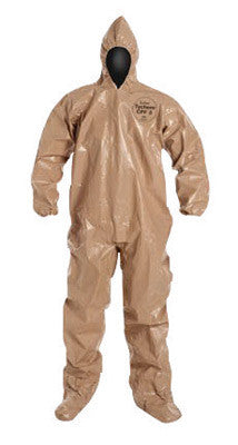 DuPont C3122TTNXL00 X-Large Tan SafeSPEC 2.0 18 mil Tychem CPF3 Chemical Protection Coveralls With Hood, Socks And Elastic Wrists (1/EA)