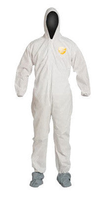 DuPont PB122SWHLG0025 Large White SafeSPEC 2.0 12 mil ProShield Basic Chemical Protection Coveralls With Standard Fit Hood, Skid-Resistant Boots And Elastic Wrists  (25/EA)