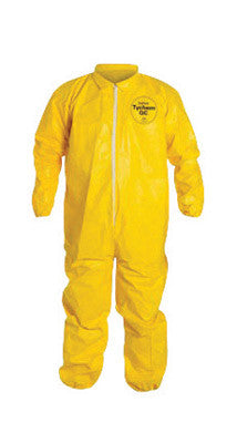DuPont QC125SYLLG00 Large Yellow SafeSPEC 2.0 10 mil Tychem QC Chemical Protection Coveralls With Serged Seam, Laydown Collar, Elastic Wrists And Ankles (1/EA)
