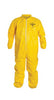 DuPont QC125SYLLG00 Large Yellow SafeSPEC 2.0 10 mil Tychem QC Chemical Protection Coveralls With Serged Seam, Laydown Collar, Elastic Wrists And Ankles (1/EA)