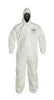DuPont SL127BWHLG00 Large White SafeSPEC 2.0 12 mil Tychem SL Saranex 23-P Film Laminated Chemical Protection Coveralls With Bound Seams, Front Zipper, Storm Flap With Tape Closure, Attached Hood, Elastic Wrists And Elastic Ankles (1/EA)