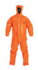 DuPont TP199TORLG00 Large Orange SafeSPEC 2.0 34 mil Tychem ThermoPro Chemical Protection Coveralls With Respirator Fit Hood With Drawstring, Socks With Outer Boot Flaps And Elastic Wrists  (2/EA)
