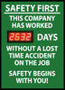 NMC DSB2-DIGITAL SCOREBOARD, SAFETY FIRST THIS COMPANY HAS WORKED XXX DAYS WITHOUT A LOST TIME ACCIDENT ON THE JOB SAFETY BEGINS WITH YOU!, 28X20, .085 STYRENE (1 EACH)