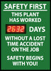 NMC DSB3-DIGITAL SCOREBOARD, SAFETY FIRST THIS PLANT HAS WORKED XXX DAYS WITHOUT A LOST TIME ACCIDENT ON THE JOB SAFETY BEGINS WITH YOU!, 28X20, .085 STYRENE (1 EACH)