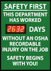NMC DSB4-DIGITAL SCOREBOARD, SAFETY FIRST THIS DEPARTMENT HAS WORKED XXX DAYS WITHOUT AN OSHA RECORDABLE INJURY ON THE JOB SAFETY BEGINS WITH YOU, 28X20, .085 STYRENE (1 EACH)