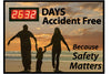 NMC DSB57-DIGITAL SCOREBOARD, XXX DAYS ACCIDENT FREE  BECAUSE SAFETY MATTERS, 28X20, .085 STYRENE (1 EACH)