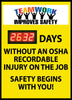 NMC DSB58-DIGITAL SCOREBOARD, TEAMWORK IMPROVES SAFETY, XXX DAYS WITHOUT AN OSHA RECORDABLE INJURY ON THE JOB SAFETY BEGINS WITH YOU, 28X20, .085 STYRENE (1 EACH)