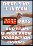 NMC DSB59-DIGITAL SCOREBOARD, THERE IS NO ''I'' IN TEAM, XXX DAYS OUR TEAM IS FREE FROM PRODUCTION ERRORS, 28X20, .085 STYRENE (1 EACH)