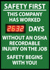 NMC DSB5-DIGITAL SCOREBOARD, SAFETY FIRST THIS COMPANY HAS WORKED XXX DAYS WITHOUT AN OSHA RECORDABLE INJURY ON THE JOB SAFETY BEGINS WITH YOU, 28X20, .085 STYRENE (1 EACH)