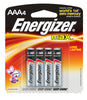 Energizer E92BP-4 Eveready MAX 1.5 Volt AAA Alkaline Battery With Flat Contact Terminal (4 Per Card)  (1/PK)