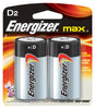 Energizer E95BP-2 Eveready MAX 1.5 Volt D Alkaline Battery With Flat Contact Terminal (2 Per Card)  (1/PK)