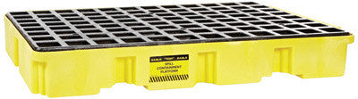 Eagle 1632 26 1/4" X 51 1/2" X 6 1/2" Yellow HDPE 2-Drum Modular Spill Containment Platform With 30 Gallon Spill Capacity Without Drain  (1/EA)