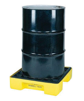 Eagle 1633 26 1/4" X 26" X 6 1/2" Yellow HDPE 1-Drum Modular Spill Containment Platform With 15 Gallon Spill Capacity And Cover, Without Drain  (1/EA)