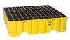 Eagle 1640 51 1/2" X 51" X 13 3/4" Yellow HDPE 4-Drum Spill Containment Pallet With 132 Gallon Spill Capacity, Grating And Drain  (1/EA)