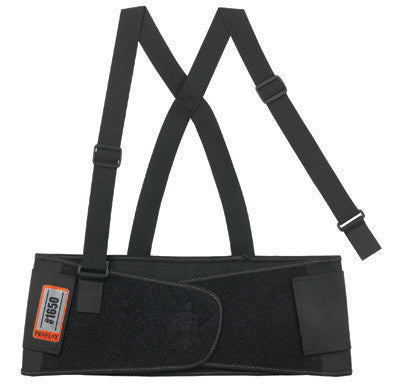 Ergodyne 11092 Small 7 1/2" Black ProFlex 1650 Elastic Economy Back Support With 5" Single Strap Closure, Rubber Track, Polypropylene Stays And Detachable Suspenders  (1/EA)