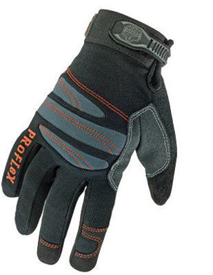 Ergodyne 16184 Large Black ProFlex 720 Trade Synthetic Leather And Spandex Anti-Vibration Gloves With Woven Elastic Cuff, Premium EVA Foam Palm Pad, Textured PVC On Palm And Fingers, Terry Thumb Brow Wipe And Neoprene Knuckle Pad  (1/PR)