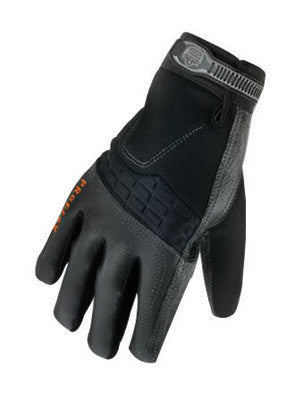 Ergodyne 17326 2X Black ProFlex 9002 Half Finger Pigskin Anti-Vibration Gloves With Woven Elastic Cuff, Polymer Palm Pad, Pigskin Leather Palm And Fingers, Low Profile Closure And Neoprene Knuckle Pad  (1/PR)