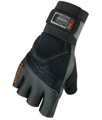 Ergodyne 17724 Large Black ProFlex 9012 Full Finger Pigskin Anti-Vibration Gloves With Woven Elastic Cuff, Polymer Palm Pad, Pigskin Leather Palm And Fingers, Low Profile Closure And Neoprene Knuckle Pad  (1/PR)