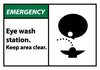NMC EGA4AP-EMERGENCY, EYE WASH STATION KEEP AREA CLEAR, GRAPHIC, 3X5, PS VINYL (PAK OF 5)
