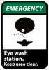 NMC EGA4AB-EMERGENCY, EYE WASH STATION KEEP AREA CLEAR (W/GRAPHIC), 14X10, .040 ALUM (1 EACH)