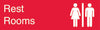 NMC EN19R-ENGRAVED,  REST ROOMS,  GRAPHIC,  3X10, RED,  2PLY PLASTIC (1 EACH)