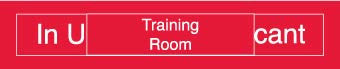 NMC EN307R-ENGRAVED,  TRAINING ROOM IN USE/VACANT,  2X10, RED,  2PLY PLASTIC (1 EACH)