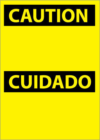 NMC ESC1RB-CAUTION, (HEADER ONLY) (BILINGUAL), 14X10, RIGID PLASTIC (1 EACH)