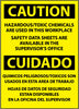 NMC ESC308PC-CAUTION, HAZARDOUS TOXIC CHEMICALS ARE USE (BILINGUAL), 20X14, PS VINYL (1 EACH)