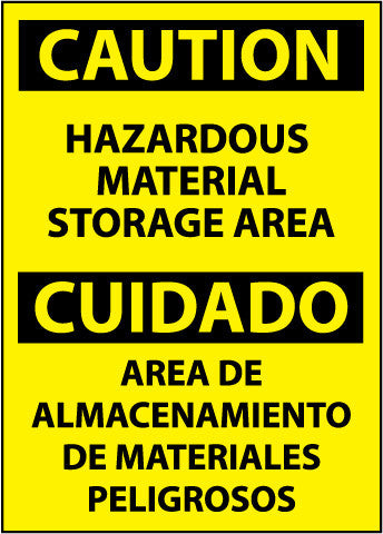 NMC ESC310RB-CAUTION, HAZARDOUS MATERIAL STORAGE AREA BILINGUAL, 14X10, RIGID PLASTIC (1 EACH)