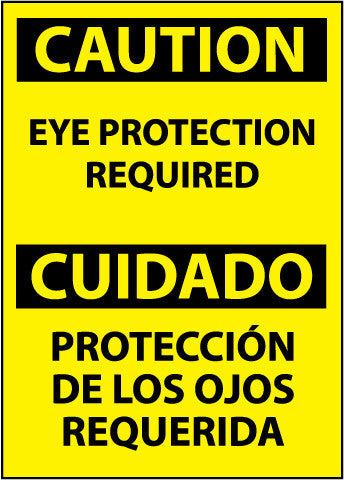 NMC ESC485RB-CAUTION, EYE PROTECTION REQUIRED BILINGUAL, 14X10, RIGID PLASTIC (1 EACH)
