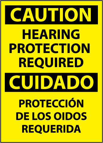 NMC ESC513AB-CAUTION, HEARING PROTECTION REQUIRED BILINGUAL, 14X10, .040 ALUM (1 EACH)