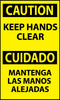 NMC ESC536AP-CAUTION, KEEP HANDS CLEAR BILINGUAL, 5X3, PS VINYL (PAK OF 5)