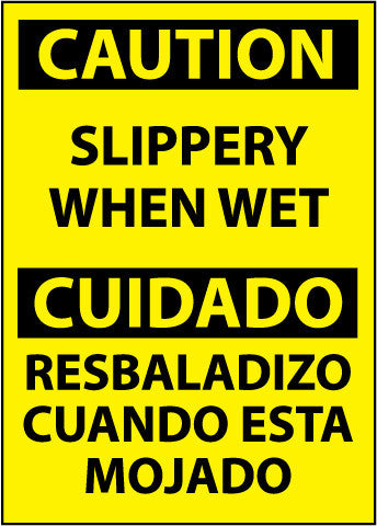 NMC ESC57RC-CAUTION, SLIPPERY WHEN WET (BILINGUAL), 20X14, RIGID PLASTIC (1 EACH)
