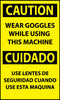 NMC ESC621AP-CAUTION, WEAR GOGGLES WHILE USING THIS MACHINE BILINGUAL, 5X3, PS VINYL (PAK OF 5)