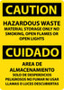 NMC ESC706PB-CAUTION, HAZARDOUS WASTE MATERIAL STORAGE ONLY NO SMOKING, OPEN FLAMES OR OPEN LIGHTS, BILINGUAL, 14X10, PS VINYL (1 EACH)