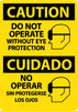 NMC ESC711RB-CAUTION, DO NOT OPERATE WITHOUT EYE PROTECTION (GRAPHIC), BILINGUAL, 14X10, RIGID PLASTIC (1 EACH)