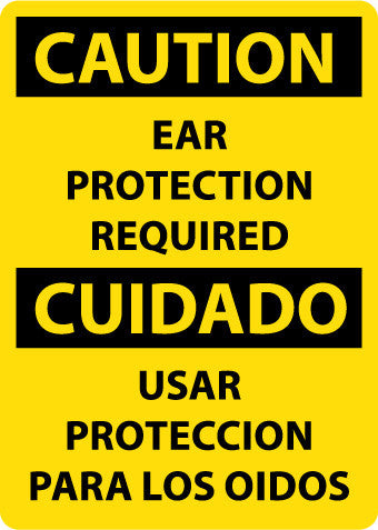 NMC ESC712PB-CAUTION, EAR PROTECTION REQUIRED, BILINGUAL, 14X10, PS VINYL (1 EACH)