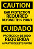 NMC ESC713RB-CAUTION, EAR PROTECTION REQUIRED BEYOND THIS POINT, BILINGUAL, 14X10, RIGID PLASTIC (1 EACH)