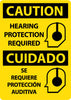 NMC ESC717PB-CAUTION, HEARING PROTECTION REQUIRED (GRAPHIC), BILINGUAL, 14X10, PS VINYL (1 EACH)