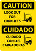 NMC ESC722PB-CAUTION, LOOK OUT FOR FORKLIFTS, GRAPHIC, BILINGUAL, 14X10, PS VINYL (1 EACH)