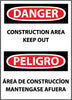 NMC ESD132RB-DANGER, CONSTRUCTION AREA KEEP OUT BILINGUAL, 14X10, RIGID PLASTIC (1 EACH)