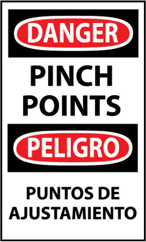 NMC ESD149AP-DANGER, PINCH POINT BILINGUAL, 5X3, PS VINYL (PAK OF 5)