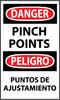 NMC ESD149AP-DANGER, PINCH POINT BILINGUAL, 5X3, PS VINYL (PAK OF 5)