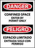 NMC ESD162RB-DANGER, CONFINED SPACE ENTER BY PERMIT (BILINGUAL), 14X10, RIGID PLASTIC (1 EACH)