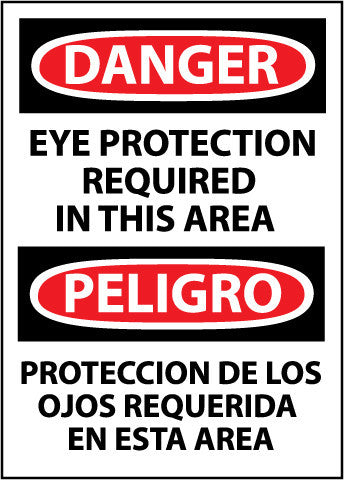 NMC ESD201AB-DANGER, EYE PROTECTION IN THIS AREA BILINGUAL, 14X10, .040 ALUM (1 EACH)