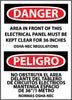 NMC ESD225PC-DANGER, AREA IN FRONT OF THIS ELECTRICAL PANEL. . . (BILINGUAL), 20X14, PS VINYL (1 EACH)